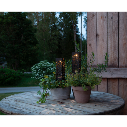 LED-Solar-Laterne ''Izola'', 2er-Set, schwarz, warmweiß, 6x18cm, Akku, outdoor
