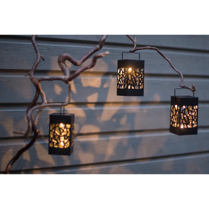 LED-Solar-Laterne ''Izola'', 3er-Set, schwarz, warmweiß, 6x11cm, Akku, outdoor