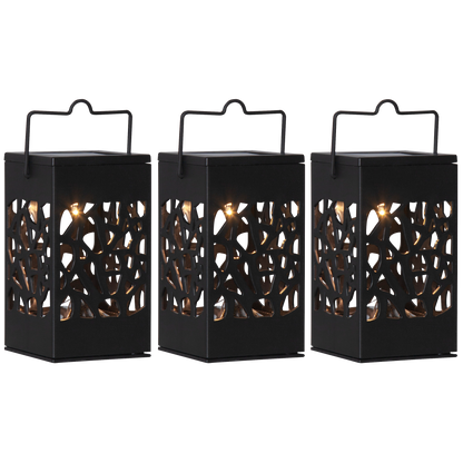 LED-Solar-Laterne ''Izola'', 3er-Set, schwarz, warmweiß, 6x11cm, Akku, outdoor
