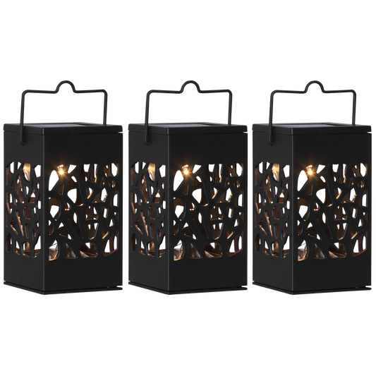 LED-Solar-Laterne ''Izola'', 3er-Set, schwarz, warmweiß, 6x11cm, Akku, outdoor