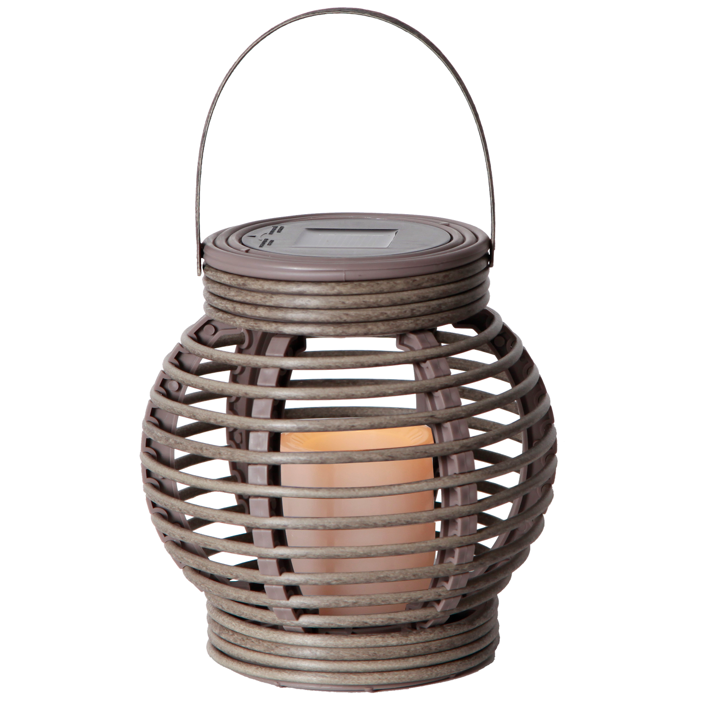 LED-Solar-Laterne ''Rotang'', grau, warmweiß, 16x16cm, Akku, outdoor