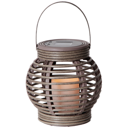 LED-Solar-Laterne ''Rotang'', grau, warmweiß, 16x16cm, Akku, outdoor