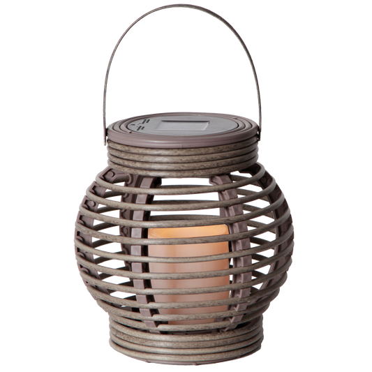 LED-Solar-Laterne ''Rotang'', grau, warmweiß, 16x16cm, Akku, outdoor
