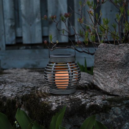 LED-Solar-Laterne ''Rotang'', grau, warmweiß, 16x16cm, Akku, outdoor