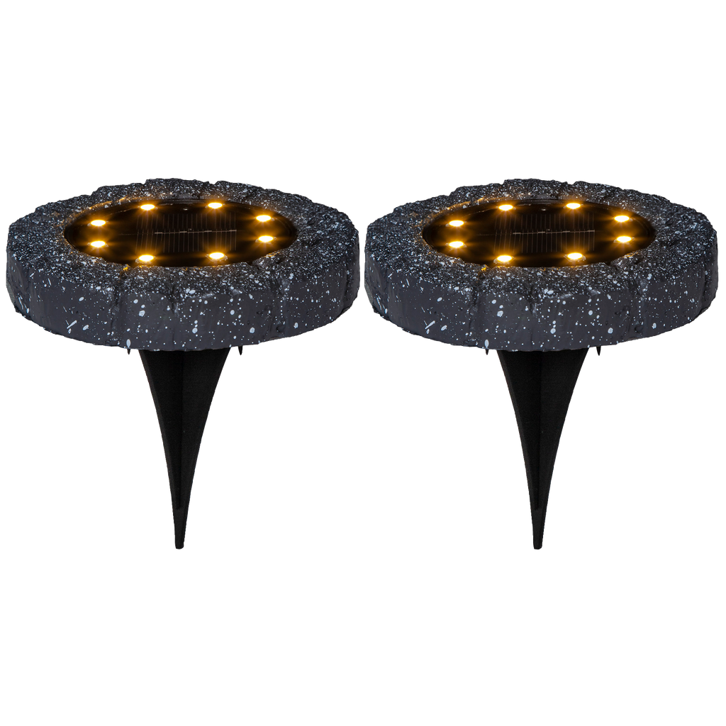 LED-Solar-Rasenleuchte ''Lawnlight'', 2er-Set, grau, outdoor, Akku,mit Erdspieß