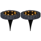 LED-Solar-Rasenleuchte ''Lawnlight'', 2er-Set, grau, outdoor, Akku,mit Erdspieß
