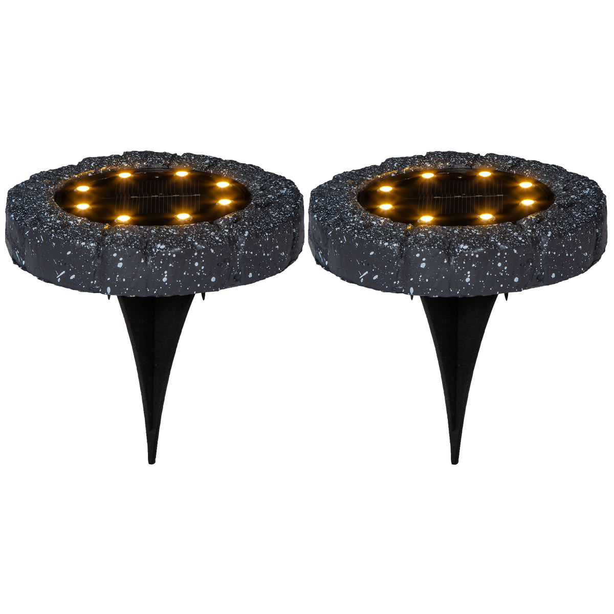 LED-Solar-Rasenleuchte ''Lawnlight'', 2er-Set, grau, outdoor, Akku,mit Erdspieß