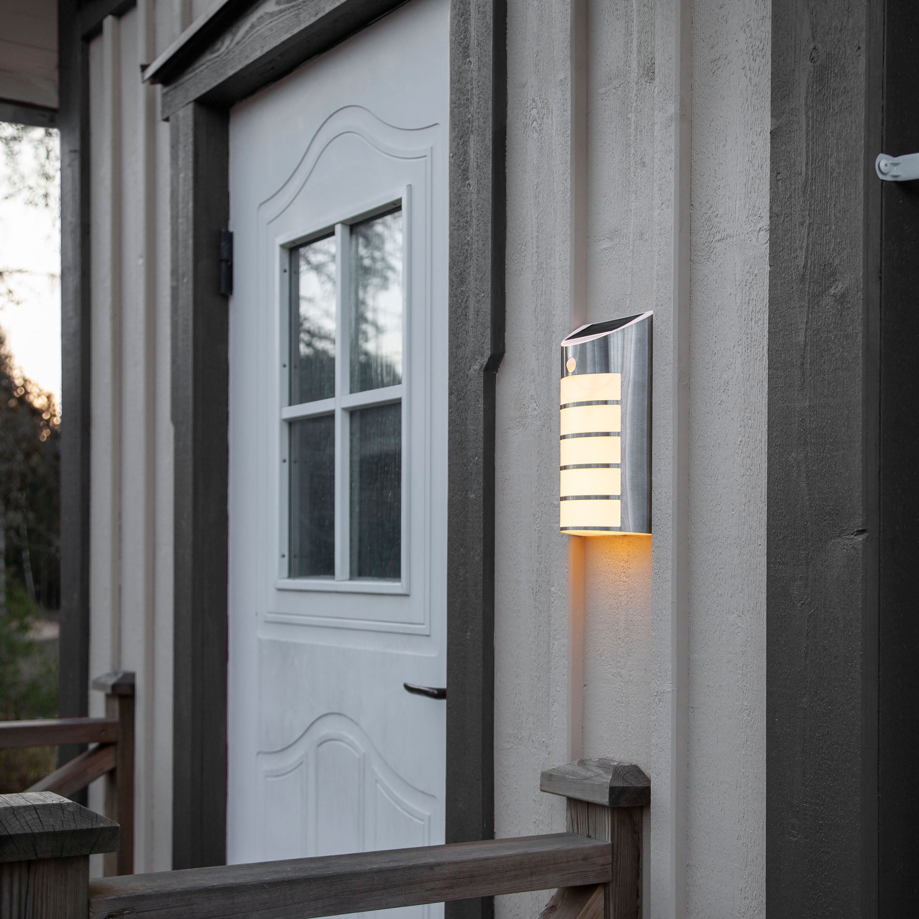LED Solar-Wandleuchte ''Wally'', Edelstahl, Bewegungsmelder, inkl. Akku, 26,5x16cm