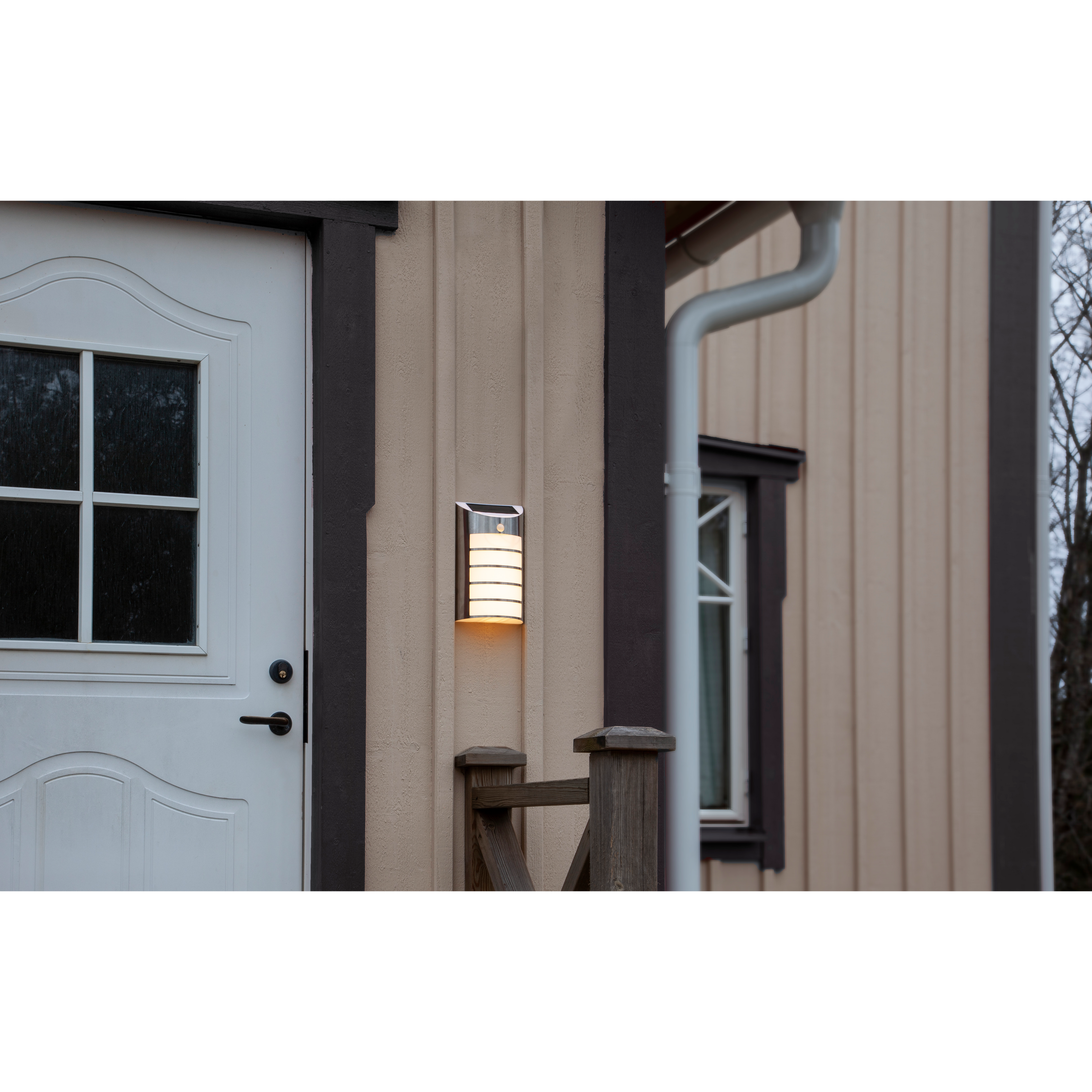 LED Solar-Wandleuchte ''Wally'', Edelstahl, Bewegungsmelder, inkl. Akku, 26,5x16cm