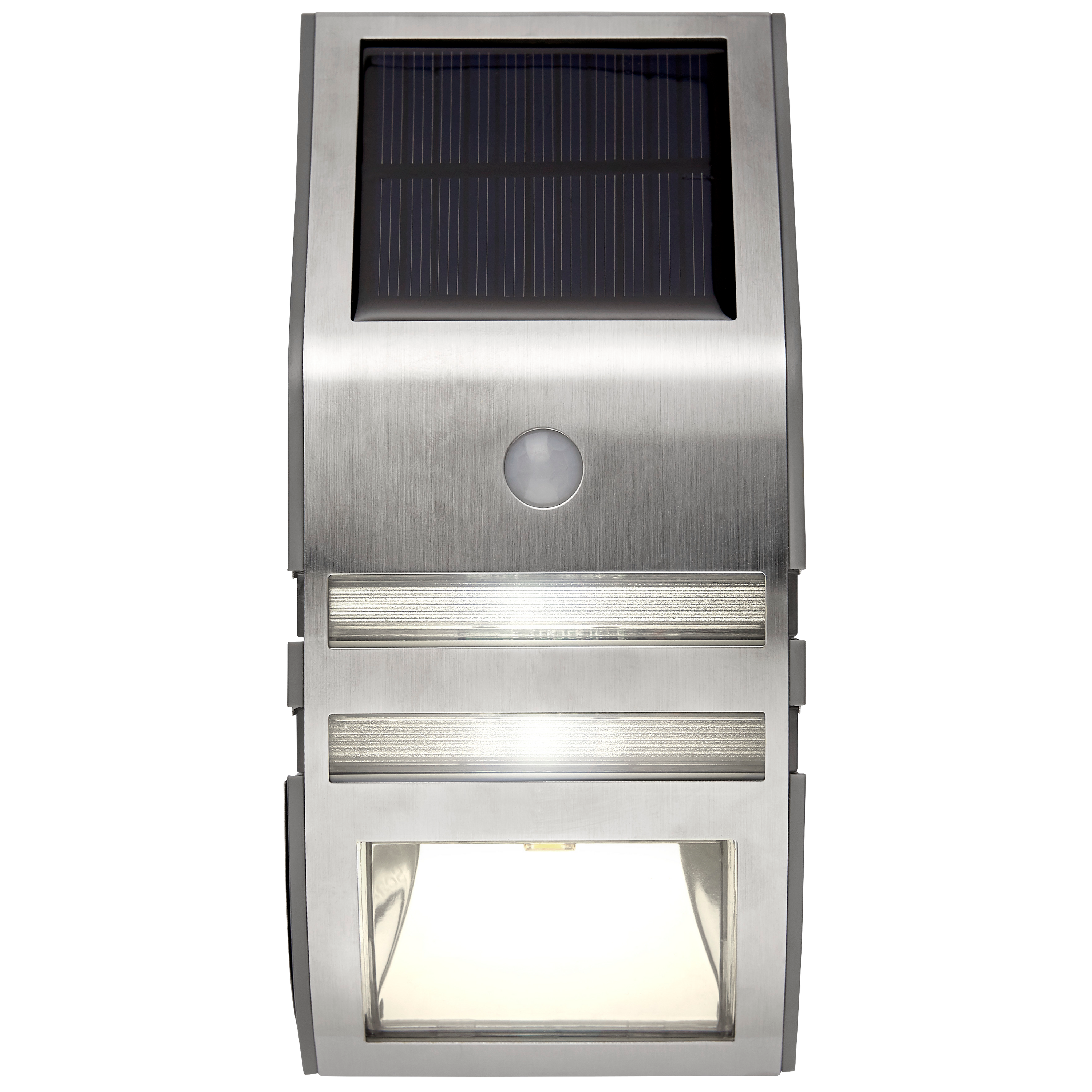 LED Solar-Wandleuchte ''Wally'', Edelstahl, Bewegungsmelder, inkl. Akku, 17x7,6cm