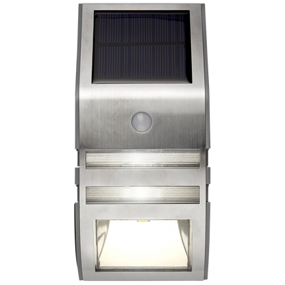 LED Solar-Wandleuchte ''Wally'', Edelstahl, Bewegungsmelder, inkl. Akku, 17x7,6cm