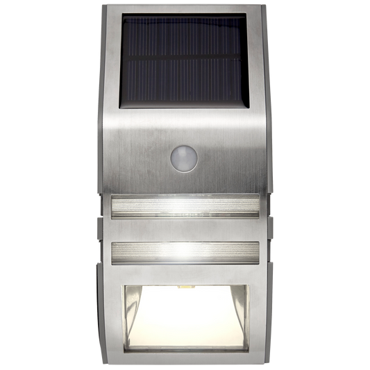 LED Solar-Wandleuchte ''Wally'', Edelstahl, Bewegungsmelder, inkl. Akku, 17x7,6cm
