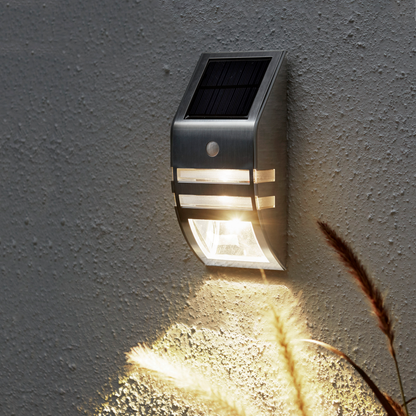 LED Solar-Wandleuchte ''Wally'', Edelstahl, Bewegungsmelder, inkl. Akku, 17x7,6cm