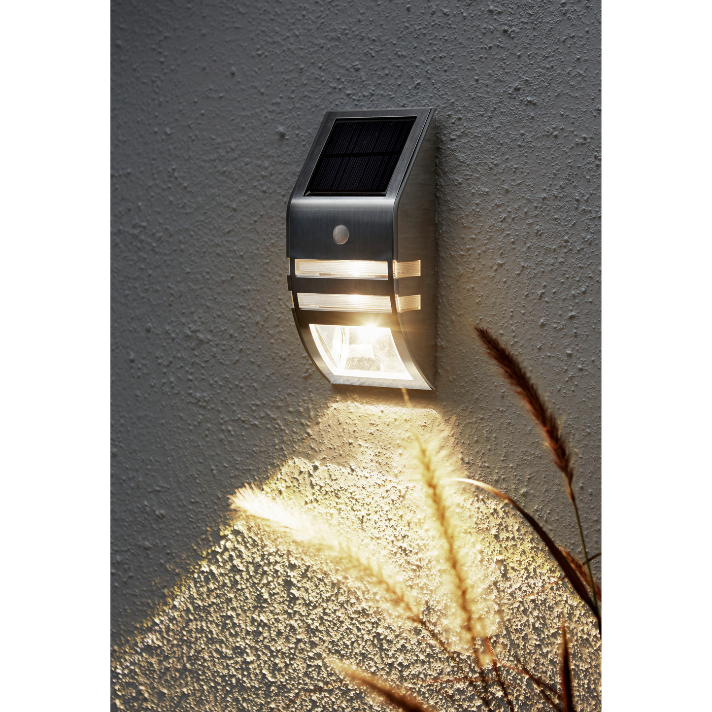 LED Solar-Wandleuchte ''Wally'', Edelstahl, Bewegungsmelder, inkl. Akku, 17x7,6cm
