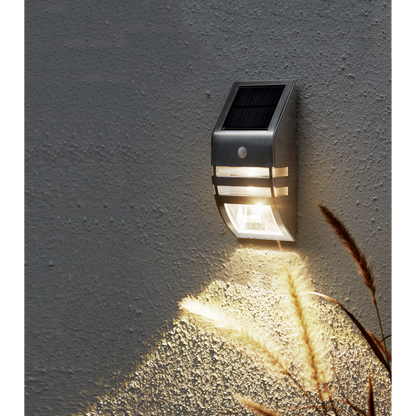 LED Solar-Wandleuchte ''Wally'', Edelstahl, Bewegungsmelder, inkl. Akku, 17x7,6cm