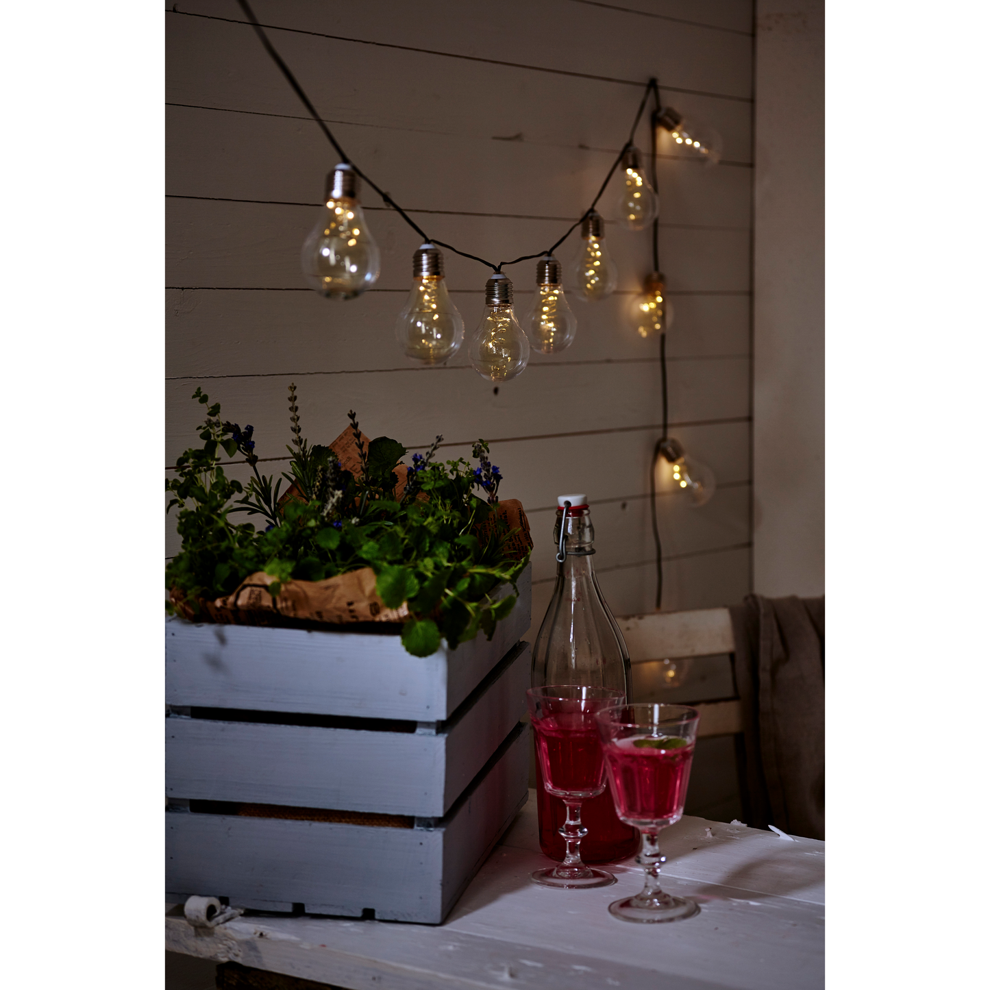 LED- Solarkette ''Glow'', 10-tlg., klar, 190x10cm, Solarbetrieben, outdoor