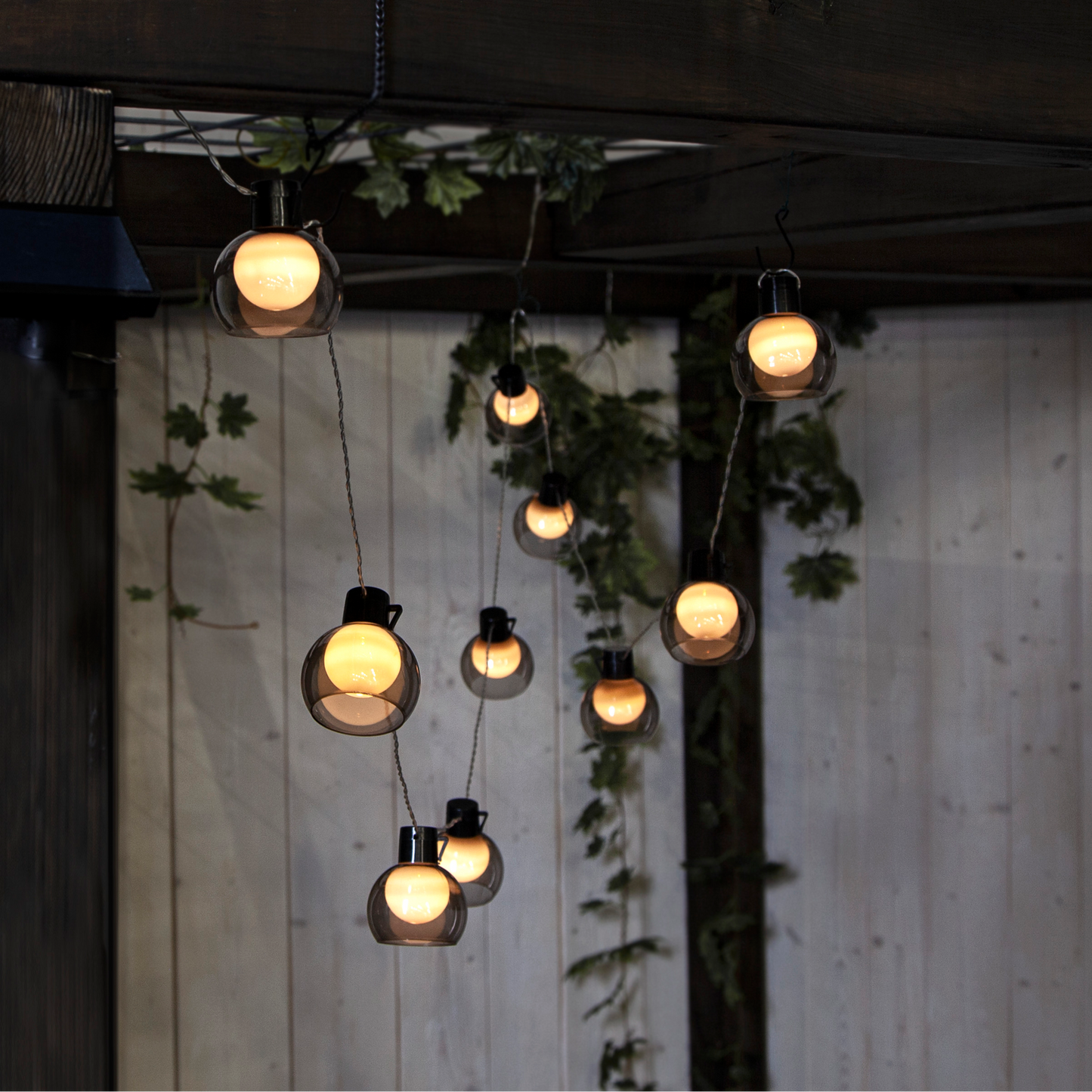 LED- Solarkette ''Smoky'', 10-tlg, klar, 70x8cm, 2m Kabel, Solarbetrieben, outdoor