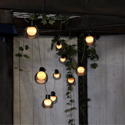 LED- Solarkette ''Smoky'', 10-tlg, klar, 70x8cm, 2m Kabel, Solarbetrieben, outdoor