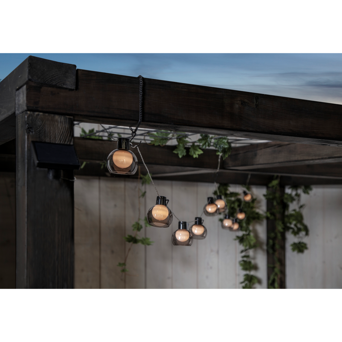 LED- Solarkette ''Smoky'', 10-tlg, klar, 70x8cm, 2m Kabel, Solarbetrieben, outdoor