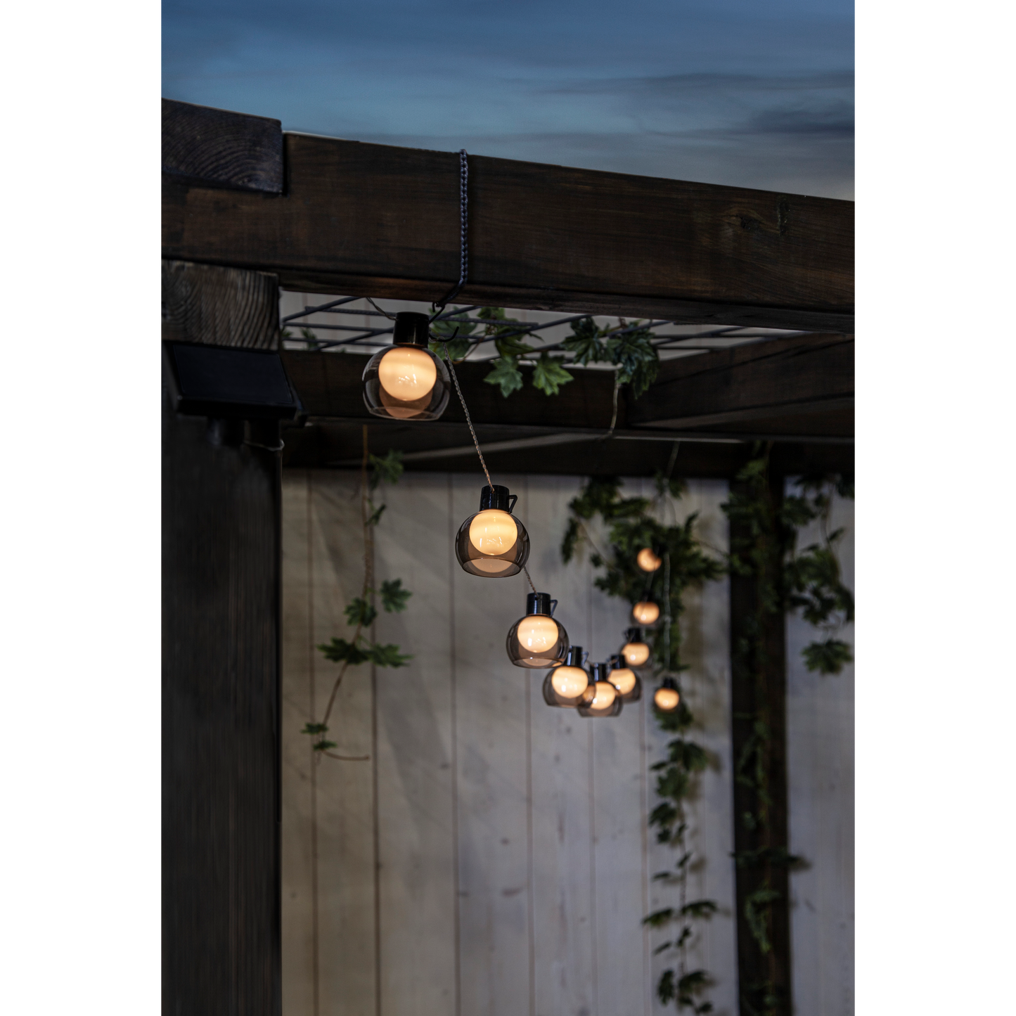 LED- Solarkette ''Smoky'', 10-tlg, klar, 70x8cm, 2m Kabel, Solarbetrieben, outdoor