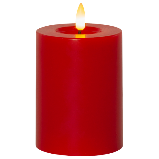 LED Wachskerze ''Flamme Flow'', rot, 12,5x7,5cm, naturgetreue Flamme