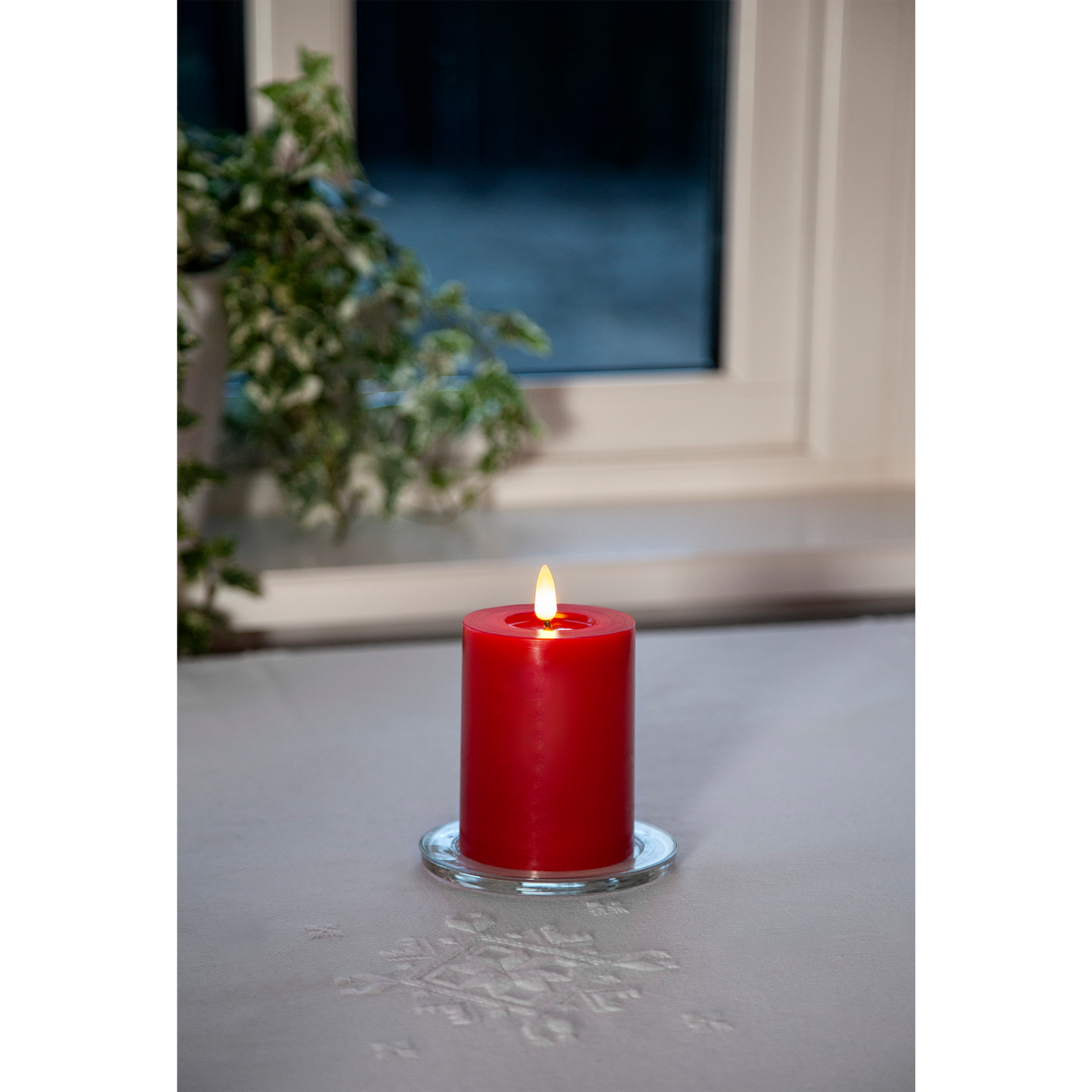 LED Wachskerze ''Flamme Flow'', rot, 12,5x7,5cm, naturgetreue Flamme