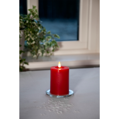 LED Wachskerze ''Flamme Flow'', rot, 12,5x7,5cm, naturgetreue Flamme