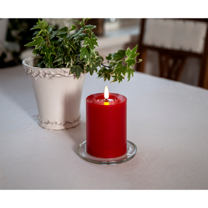 LED Wachskerze ''Flamme Flow'', rot, 12,5x7,5cm, naturgetreue Flamme