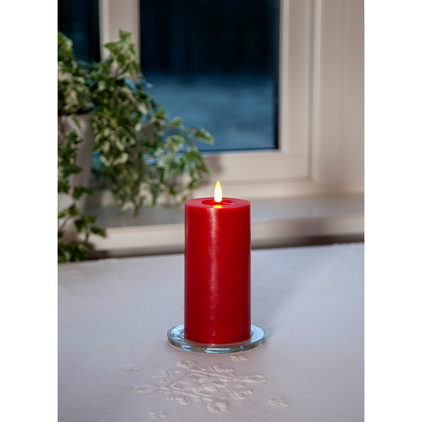 LED Wachskerze ''Flamme Flow'', rot, 17x7,5cm, naturgetreue Flamme