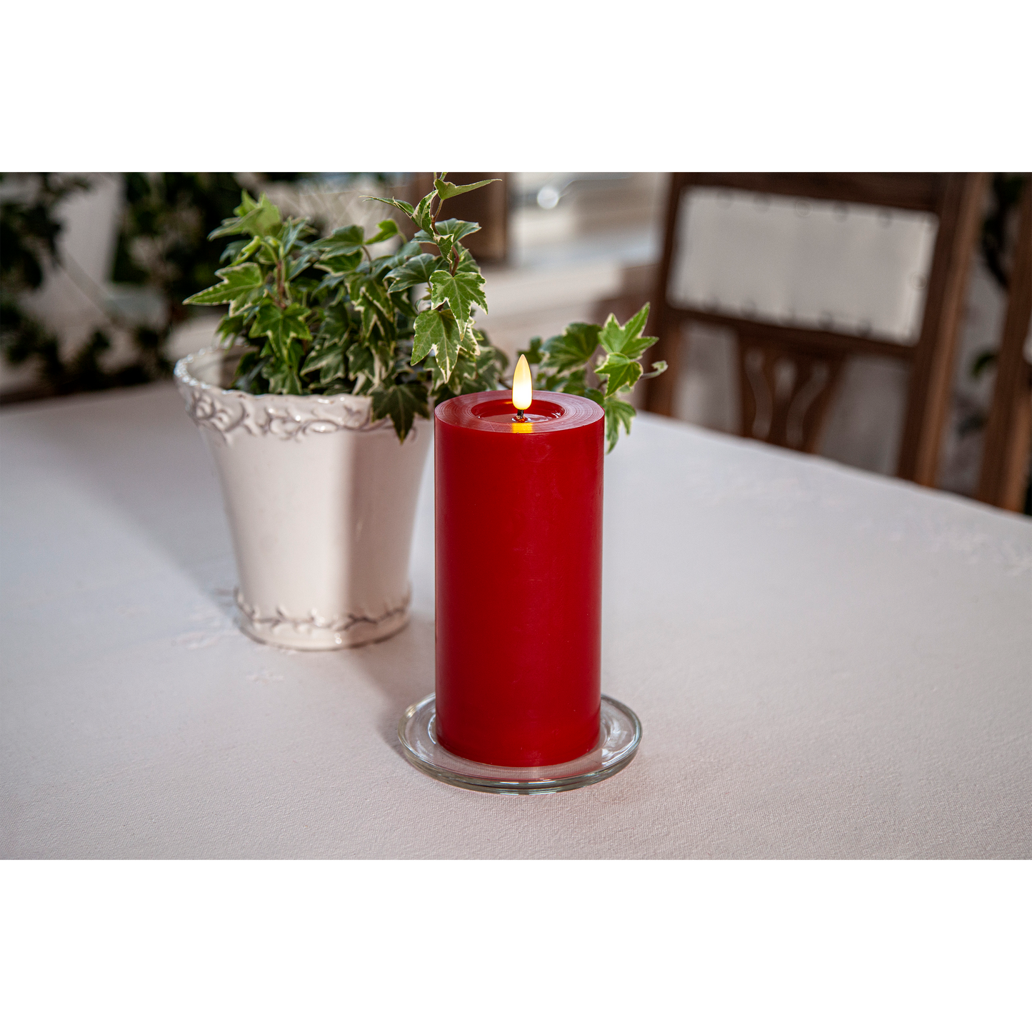 LED Wachskerze ''Flamme Flow'', rot, 17x7,5cm, naturgetreue Flamme