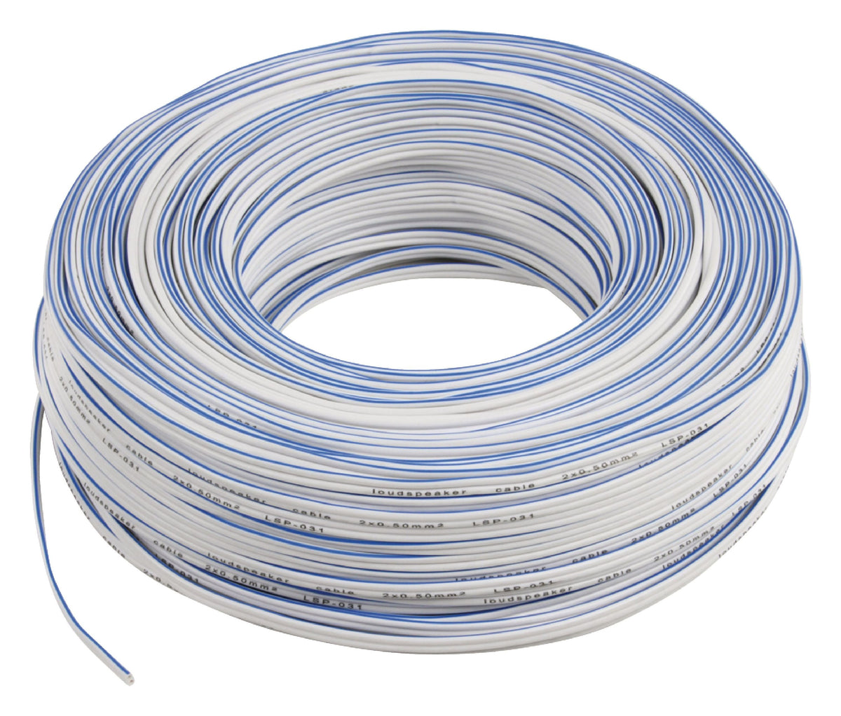 Valueline Lautsprecherkabel auf Rolle 2x 0.50 mm² 100 m Weiss