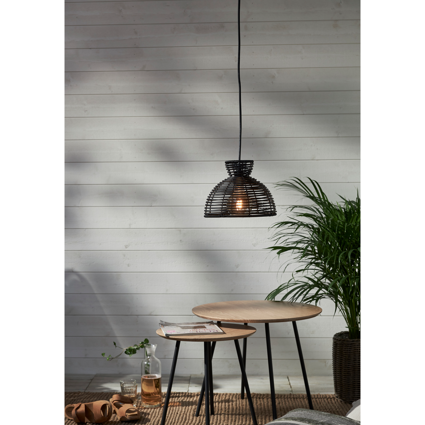 Lampenschirm ''Runde'', schwarz, E27, 26x20cm, Outdoor