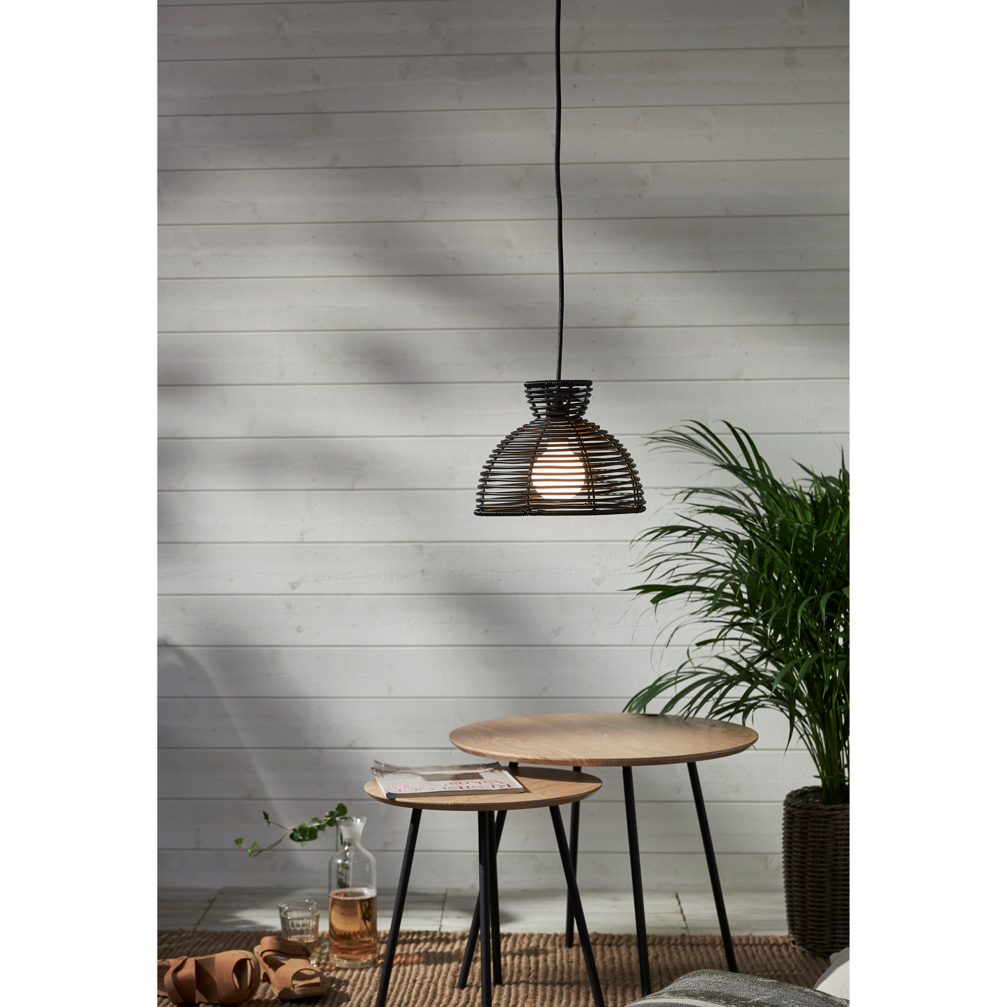 Lampenschirm ''Runde'', schwarz, E27, 26x20cm, Outdoor