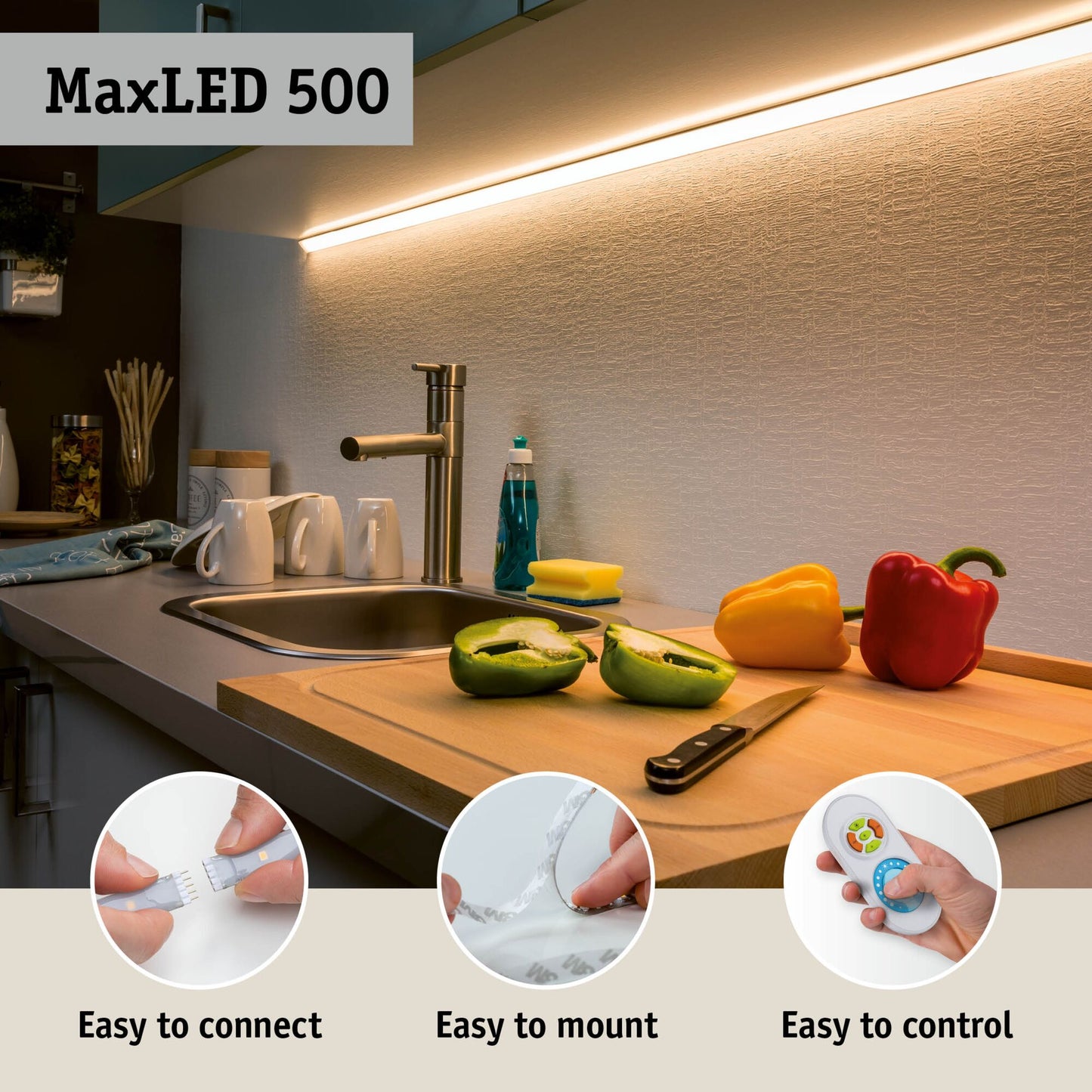 Paulmann MaxLED 500 LED Strip Neutralweiß Einzelstrip 2,5m   9W 550lm/m 64 LEDs/m 4000K