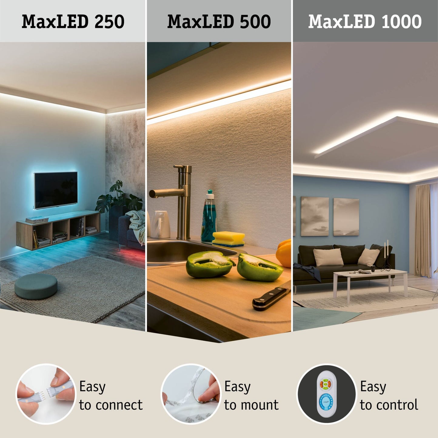 Paulmann MaxLED 1000 LED Strip Neutralweiß Erweiterung 2,5m   18W 1100lm/m 128 LEDs/m 4000K