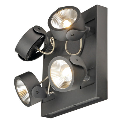 SLV KALU LED 4 Wand- und Deckenleuchte, square, schwarz, 3000K, 24°