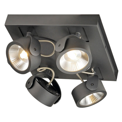 SLV KALU LED 4 Wand- und Deckenleuchte, square, schwarz, 3000K, 24°