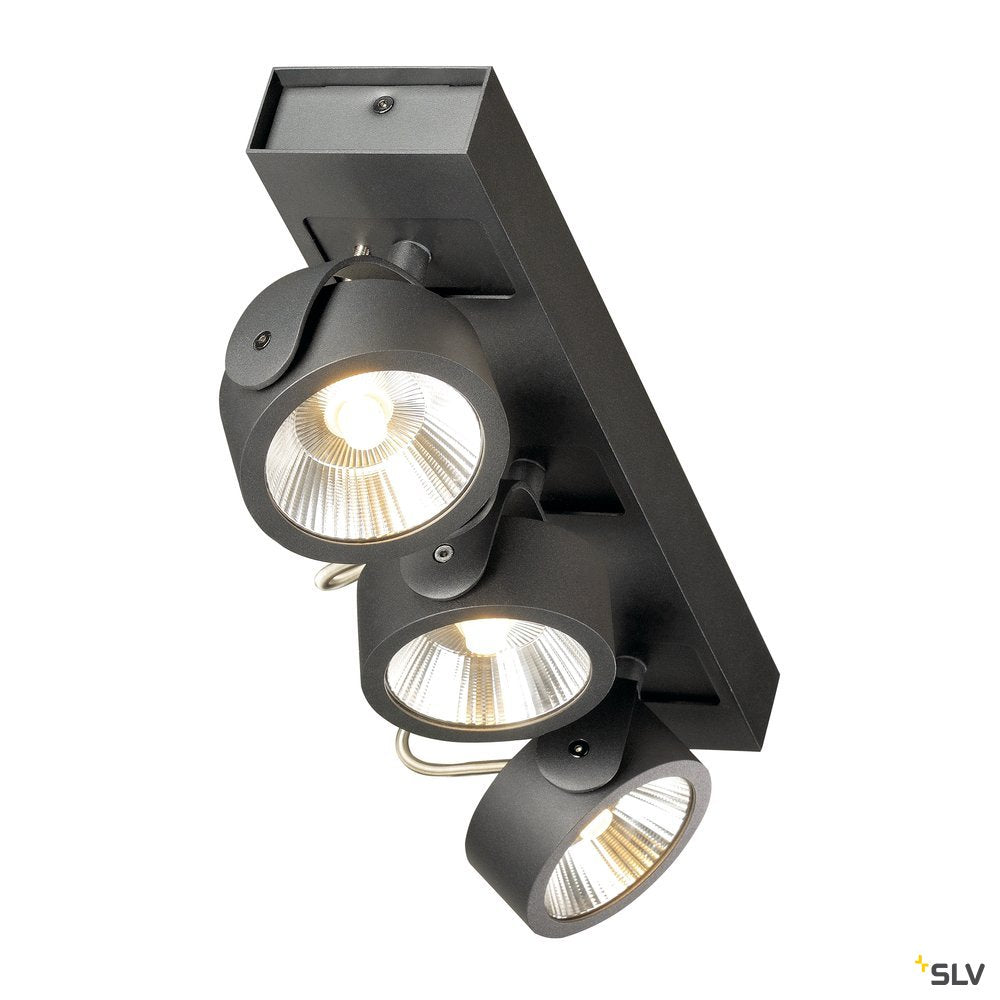SLV KALU LED 3 Wand- und Deckenleuchte, schwarz, 3000K, 60°