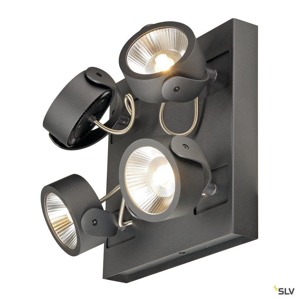 SLV KALU LED 4 Wand- und Deckenleuchte, square, schwarz, 3000K, 60°
