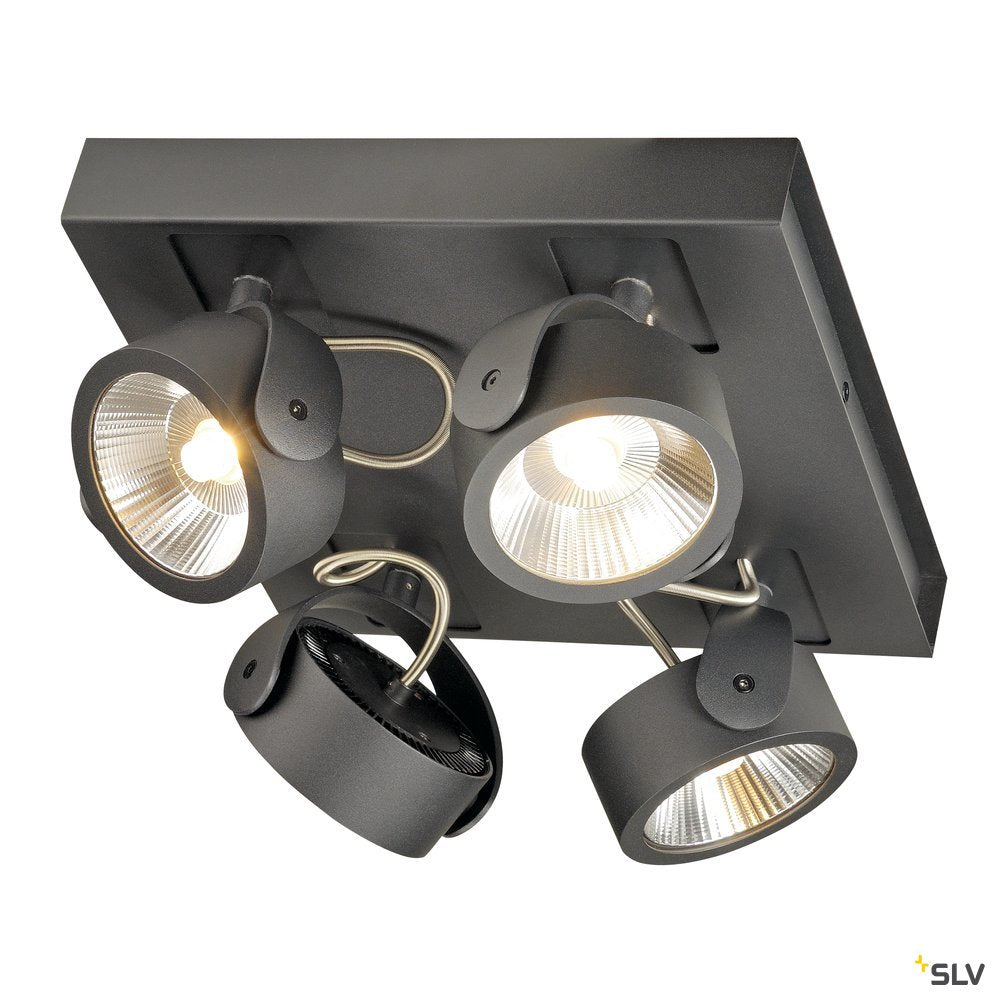 SLV KALU LED 4 Wand- und Deckenleuchte, square, schwarz, 3000K, 60°