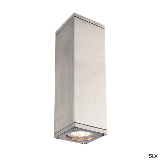 SLV THEO UP/DOWN, QPAR51, Outdoor Wandleuchte, alu natur, max. 2x50W, IP44