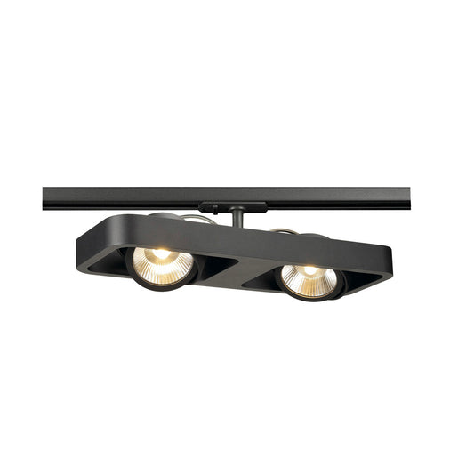 SLV LYNAH LED double Strahler für 1Phasen Hochvolt-Stromschiene, 3000K, schwarz, 24°, inkl. 1 Phasen-Adapter