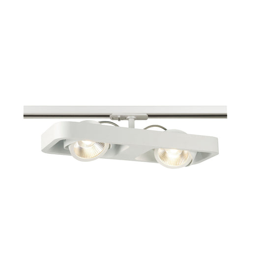SLV LYNAH LED double Strahler für 1Phasen Hochvolt-Stromschiene, 3000K, weiss, 24°, inkl. 1 Phasen-Adapter
