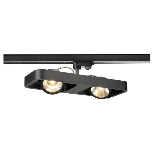 SLV LYNAH LED double Strahler für 3Phasen Hochvolt-Stromschiene, 3000K, schwarz, 24°, inkl. 3 Phasen-Adapter