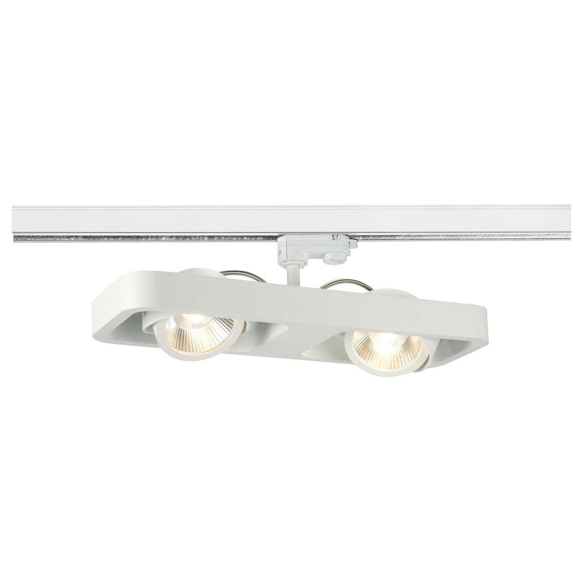 SLV LYNAH LED double Strahler für 3Phasen Hochvolt-Stromschiene, 3000K, weiss, 24°, inkl. 3 Phasen-Adapter