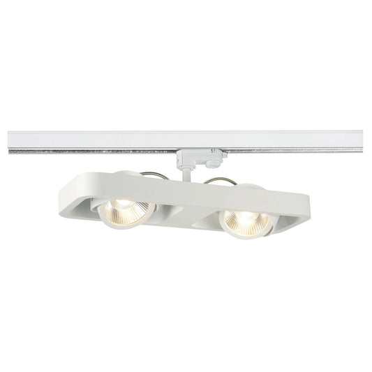 SLV LYNAH LED double Strahler für 3Phasen Hochvolt-Stromschiene, 3000K, weiss, 24°, inkl. 3 Phasen-Adapter
