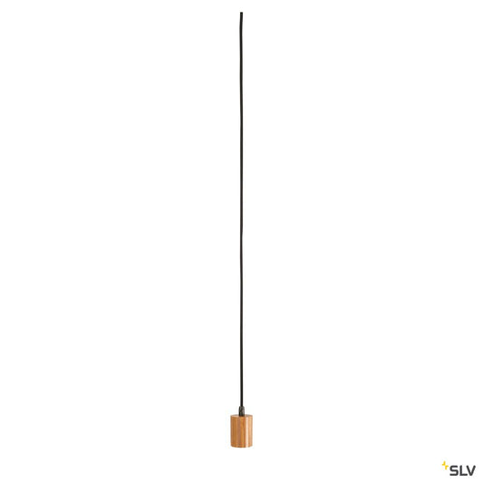 SLV FITU E27 Pendelleuchte, Bambus hell, 2,5m Kabel mit offenem Kabelende, max. 60W
