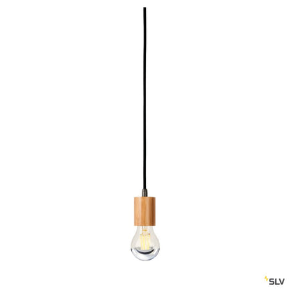 SLV FITU E27 Pendelleuchte, Bambus hell, 2,5m Kabel mit offenem Kabelende, max. 60W