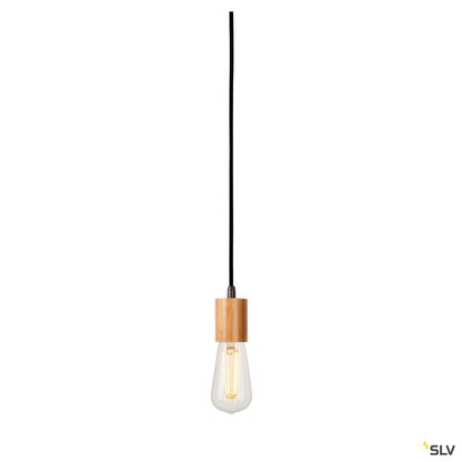 SLV FITU E27 Pendelleuchte, Bambus hell, 2,5m Kabel mit offenem Kabelende, max. 60W
