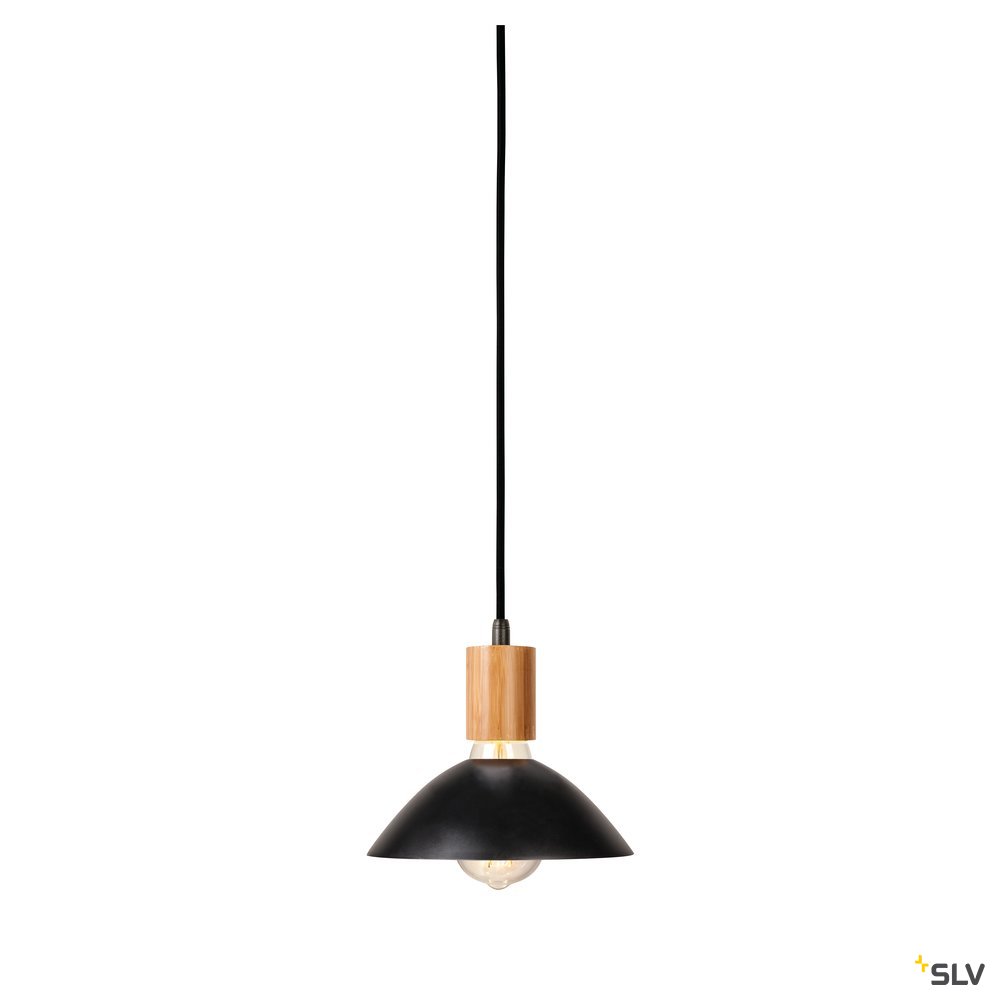 SLV FITU E27 Pendelleuchte, Bambus hell, 2,5m Kabel mit offenem Kabelende, max. 60W